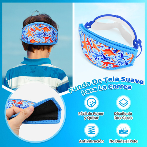 Kit Gafas Goggles Natación Para Niños Anti-vaho Uv Y Diadema Color Azul/blanco