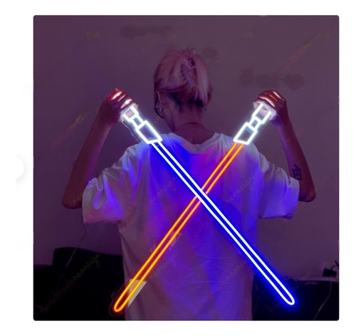Letrero Led Neon Sables Star Wars Jedi Alto 80cm Luminoso