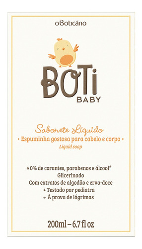 Boti Baby Sabonete Líquido Corpo E Cabelo 200ml