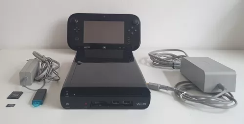 Nintendo Wii U Preto Desbloqueado Completo Na Caixa Com Jogos Instalados