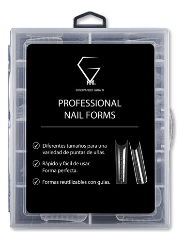 Tips Dual System Nail Forms 3 Cajas C/u 120 Pzas. 3 Modelos Transparente