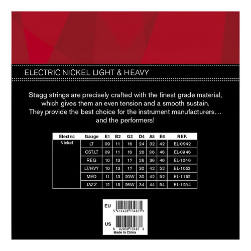 Stagg Cuerdas 10-52 Light / Heavy Para Guitarra Eléctrica