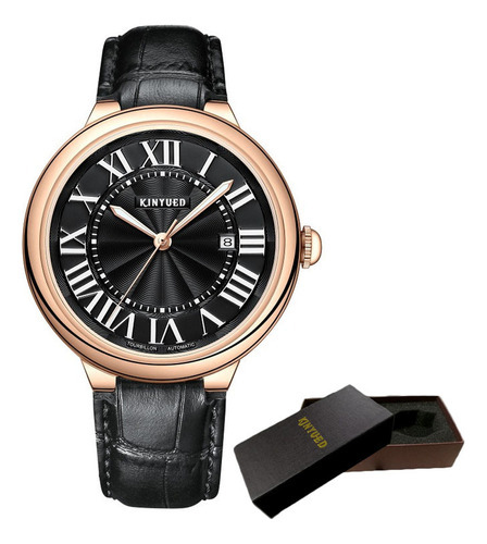 Relógios Mecânicos Kinyued Men Tourbillon Calendar Cor Do Fundo Black Rose