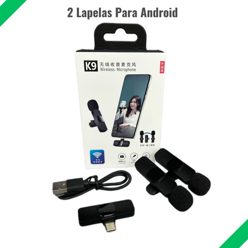 Microfone Sem Fio Duplo Lapela Android Tipo C Para Xiaomi