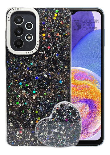 Carcasa Para Samsung A23 Glitter Incluye Pop Socket