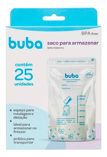 Kit 25 Saco Para Armazenamento Transporte Leite Materno Buba