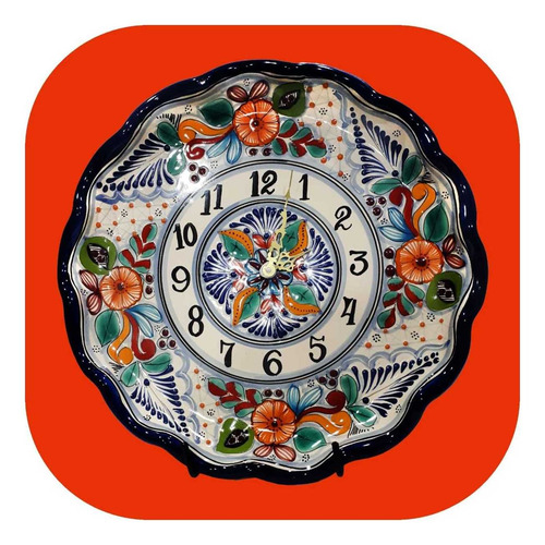 Imagen 1 de 2 de Reloj De Talavera Poblana Redondo Liso De 30 Cm En Color