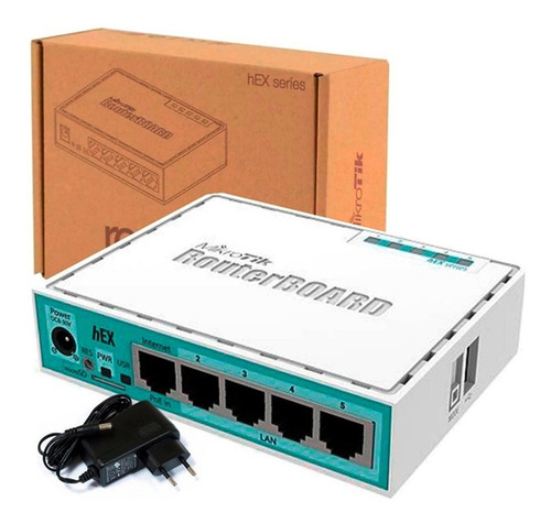 Router MikroTik RouterBOARD hEX RB750Gr3 blanco y turquesa 100V/240V