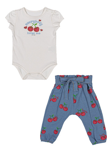 Conjunto Bebê Menina Body/calça Cerejinhas Momi