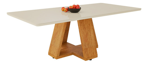 Mesa De Jantar Luxo 6 Lugares Tampo Mdf Com Vidro Resistente