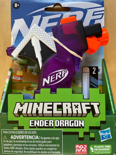 Lanzador Nerf Minecraft Ender Dragon Con 2 Dardos Microshots