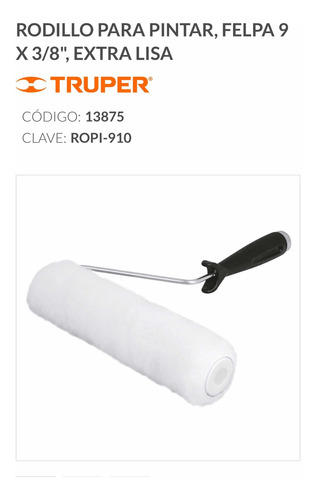 Rodillo Profesional 9puLG X 3/8puLG Superficie Lisa Truper