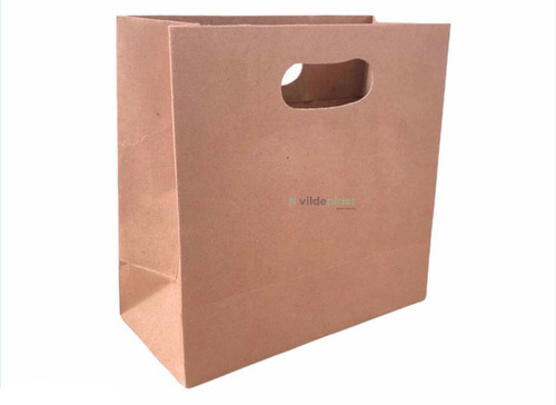 1 Bolsa Ecológica De Papel Kraft Asa Suajada 17x8x16.5cm D-1