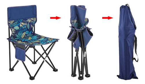 Silla Plegable Portátil Al Aire Libre Pesca Camping Azul S