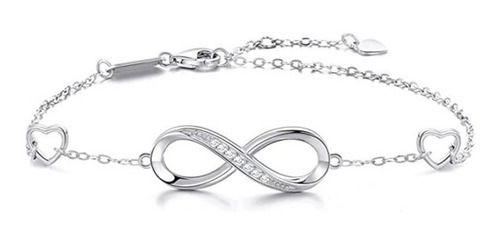 Fina Pulsera Plata 925 Símbolo Amor Infinito En Estuche