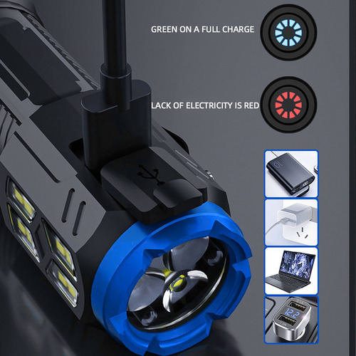 Linterna De Carga De Luz Fuerte Con Zoom Led