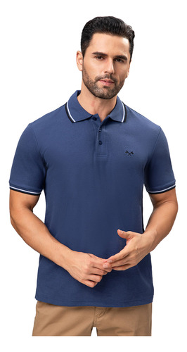 Polera Pique Básica Lisa Azul Hombre Fashion's Park