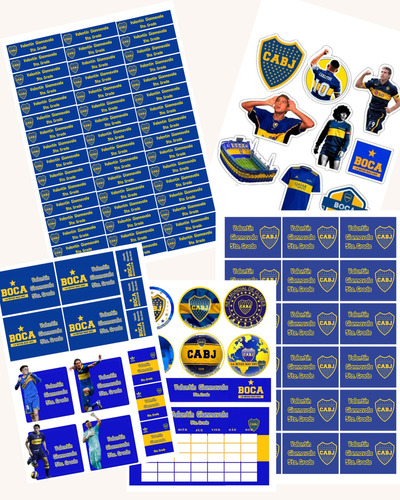 Kit Etiquetas Escolares Imprimibles Boca Juniors