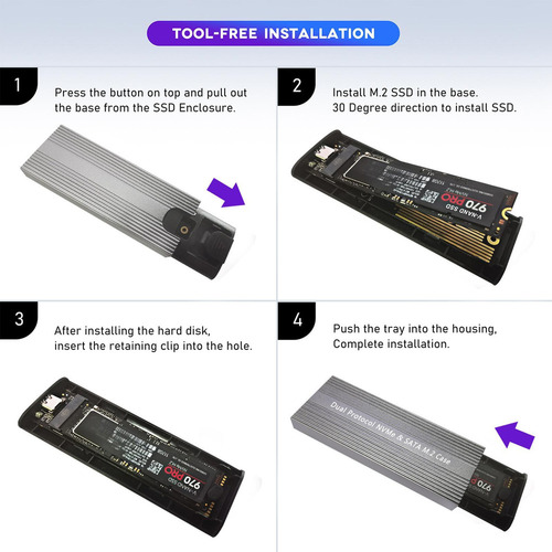 F Caja M.2 Usb C Adaptador Usb M2 Nvme Adaptador De Doble