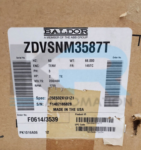 New Baldor Zdvsnm3587t Ac Motor 2hp 1755rpm 3ph 60hz 145 Ssn