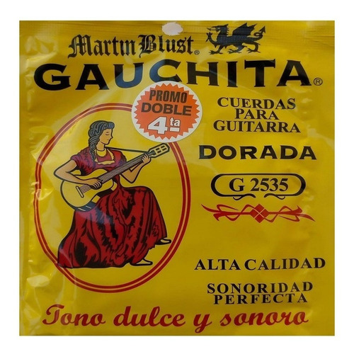 Cuerdas De Guitarra Criolla Gauchita G2535 Doradas Doble 4ta