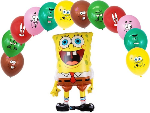 Pack 13 Globos 1 Metalizado 12 Látex Bob Esponja