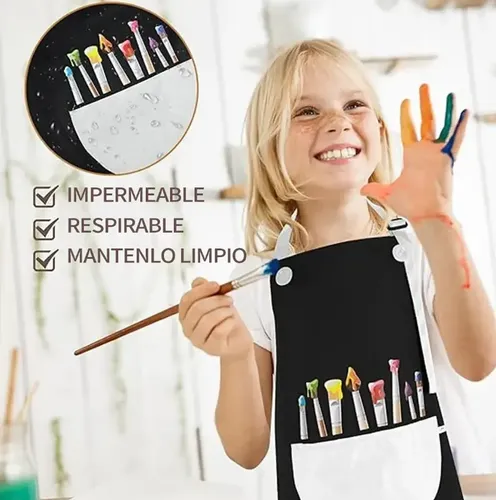 Pack De 2 Delantales De Pintura Para Niños De 3 A 8 Años – Mangas Largas, Impermeables Y Con Bolsillos