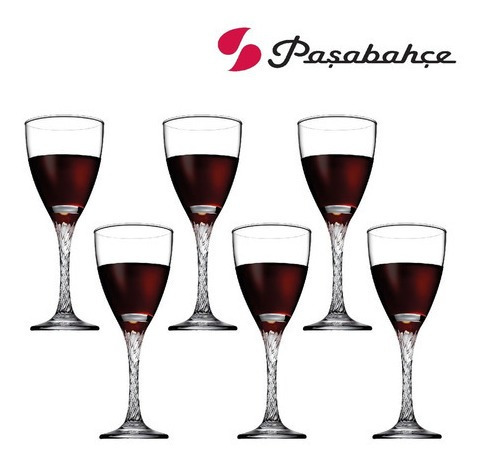 Imagen 2 de 4 de Set X 6 Copa Vino Agua Vaso Vidrio Twist 205 Ml Pasabahce