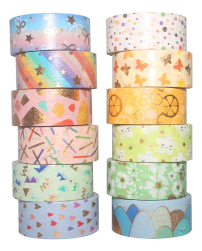 Cinta Washi, 12 Rollos De Cinta De Enmascarar Decorativ...