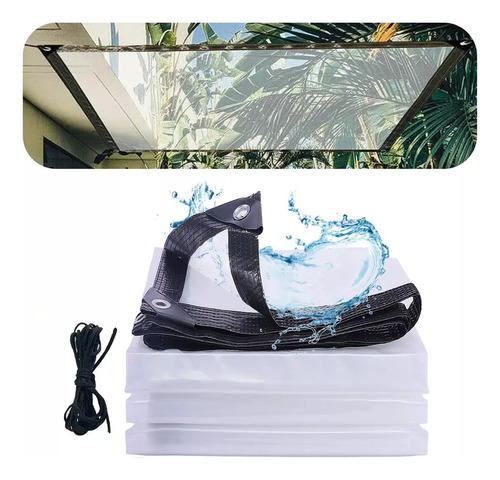 2×6m Lona Transparente Resistente Impermeable + 10m Cuerda