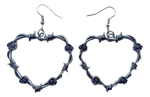 Gothic Barbed Wire Hoop Earrings Women Girls Goth Black Hear