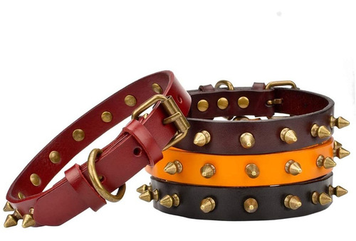Aolove - Collar De Piel De Vaca Ajustable Para Gatos, Perros