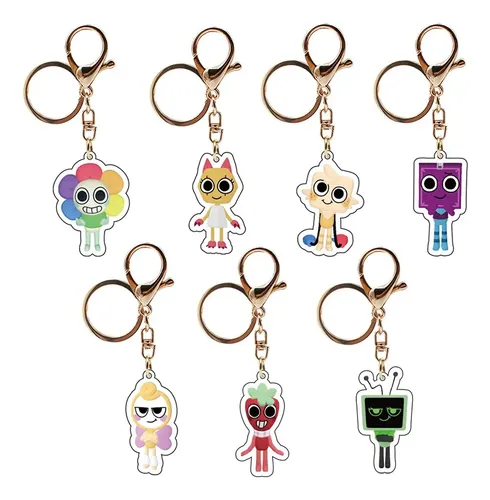 Set De 8 Figuras Y Llavero De Videojuegos – 50 Pegatinas + Decoración Para Tartas Y Fiestas, Personajes Animados En Acrílico Y PVC, Regalo Fan Para Niños Y Adultos