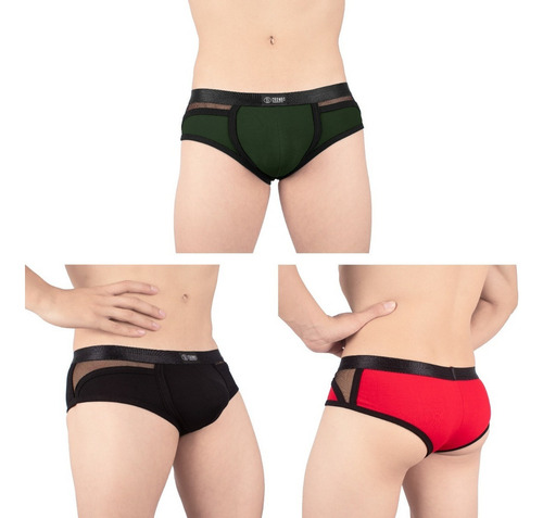 Az. Paquete De 3 Cacheteros Para Hombre De Algodón Con Red