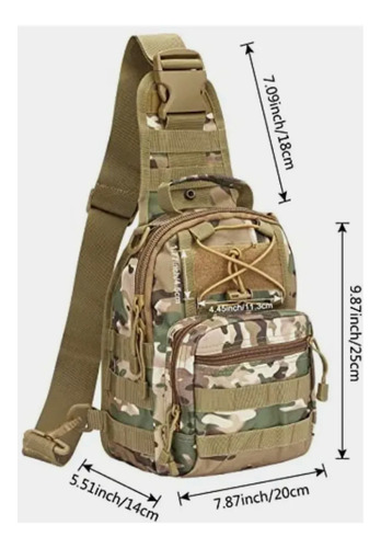Bandolera Táctica Militar Sistema Molle Bolso Pecho Y Hombro Multicam Lisa