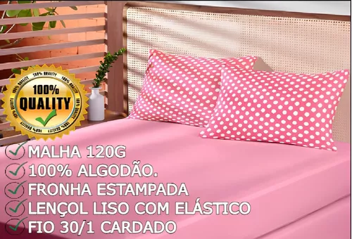 Kit de Cama Queen de malha 100% algodão - Jogo de Cama, Lençol de