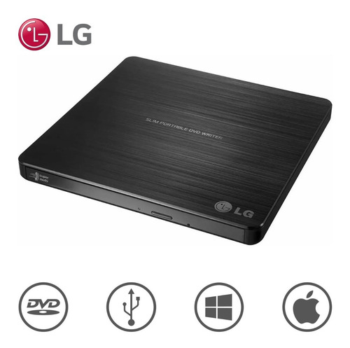 Imagen 3 de 3 de Lector Grabadora Dvd-rw Usb Externa LG Gp65nb60 Slim