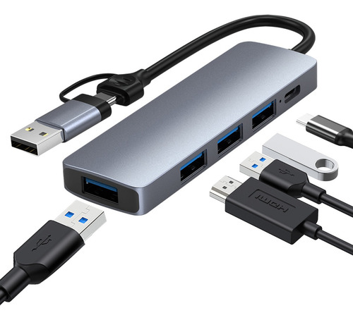 Hub Adaptador Usb C Type C/usb 5 En 1 Mac Accesorio Notebook