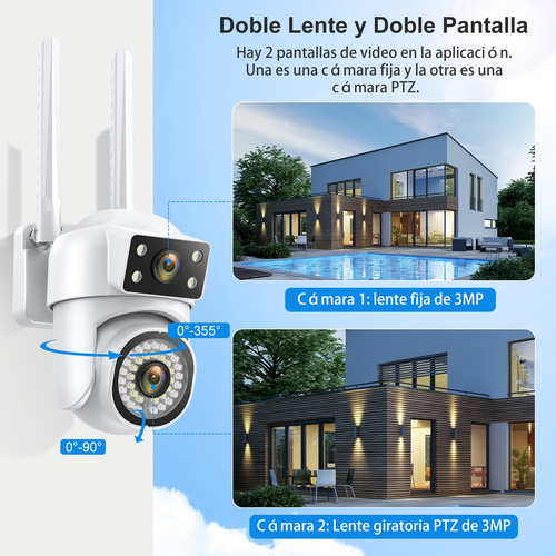 Cámara De Seguridad Wifi 5g Doble Lente Exterior Con Alarma