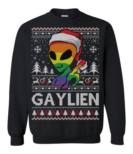 Sudadera Sueter Ugly Christmas Navideños Extraterrestres Gay Alien Pride