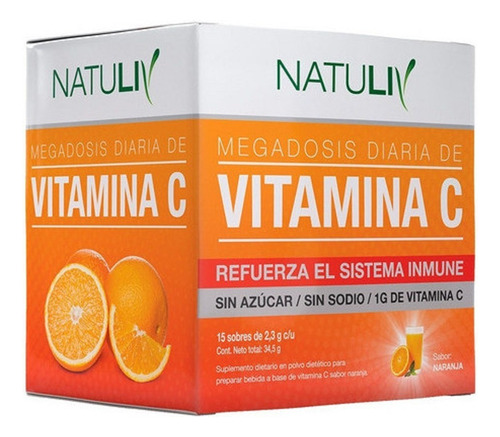 Vitamina C Natuliv Sin Azucar Sin Sodio 15 Sobres X 2,3g Ena