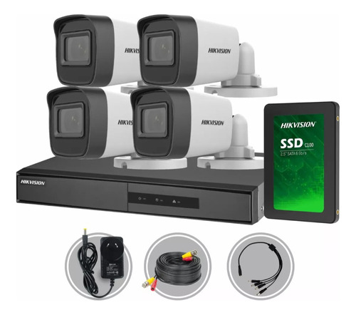 Kit Hikvision Dvr 8ch Hdtviturbo+4camaras Infrarrojas +disco