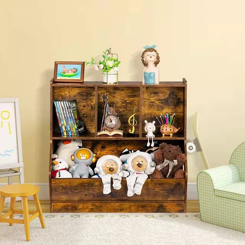 Lerliuo Organizador de almacenamiento de juguetes para niños, estantería y  estantería para niños de 3 niveles, armario de almacenamiento de juguetes