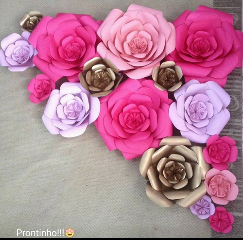 4 Flores Papel D 20cm Cor Rosa Bb Decoraçao Frete Combinar | MercadoLivre