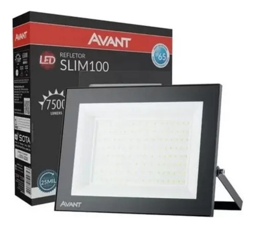 Kit 04 Refletores Led 100w Avant Prova D'àgua Holofote 6500k Cor da carcaça Preto Cor da luz Branco-frio 110V/220V