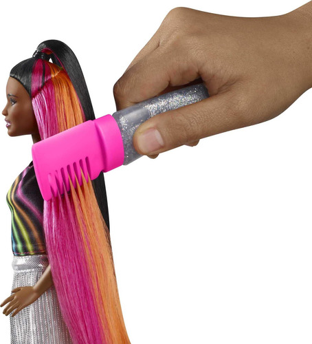 Boneca Barbie Rainbow Sparkle Hair Com Cabelo Moreno Extra L