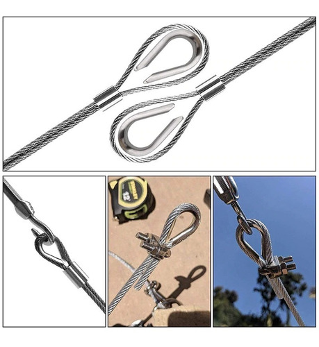 100 Guardacabos Galvanizado 5/16 - 8mm P/ Soga - Cable Acero