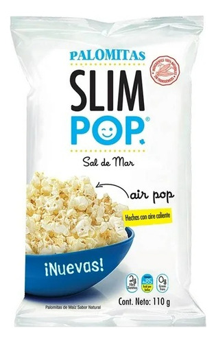 2 Pza Palomitas Slim Pop Sal De Mar 110 G