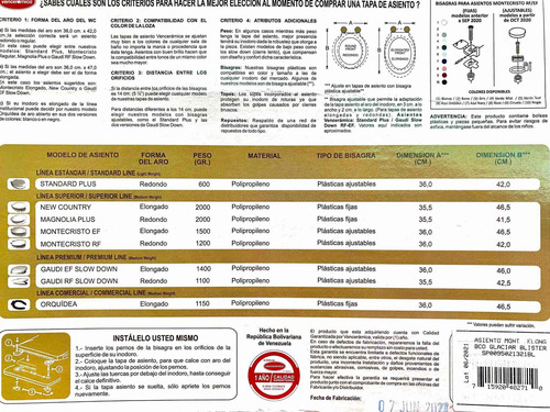 Imagen 3 de 3 de Asiento Tapa Poceta Redonda Economica Montecristo