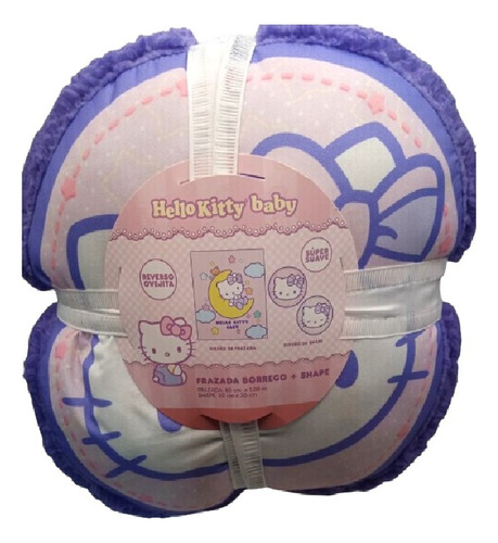 Frazada Super Suave .1 X .8m + Cojin Shape Hello Kitty Baby